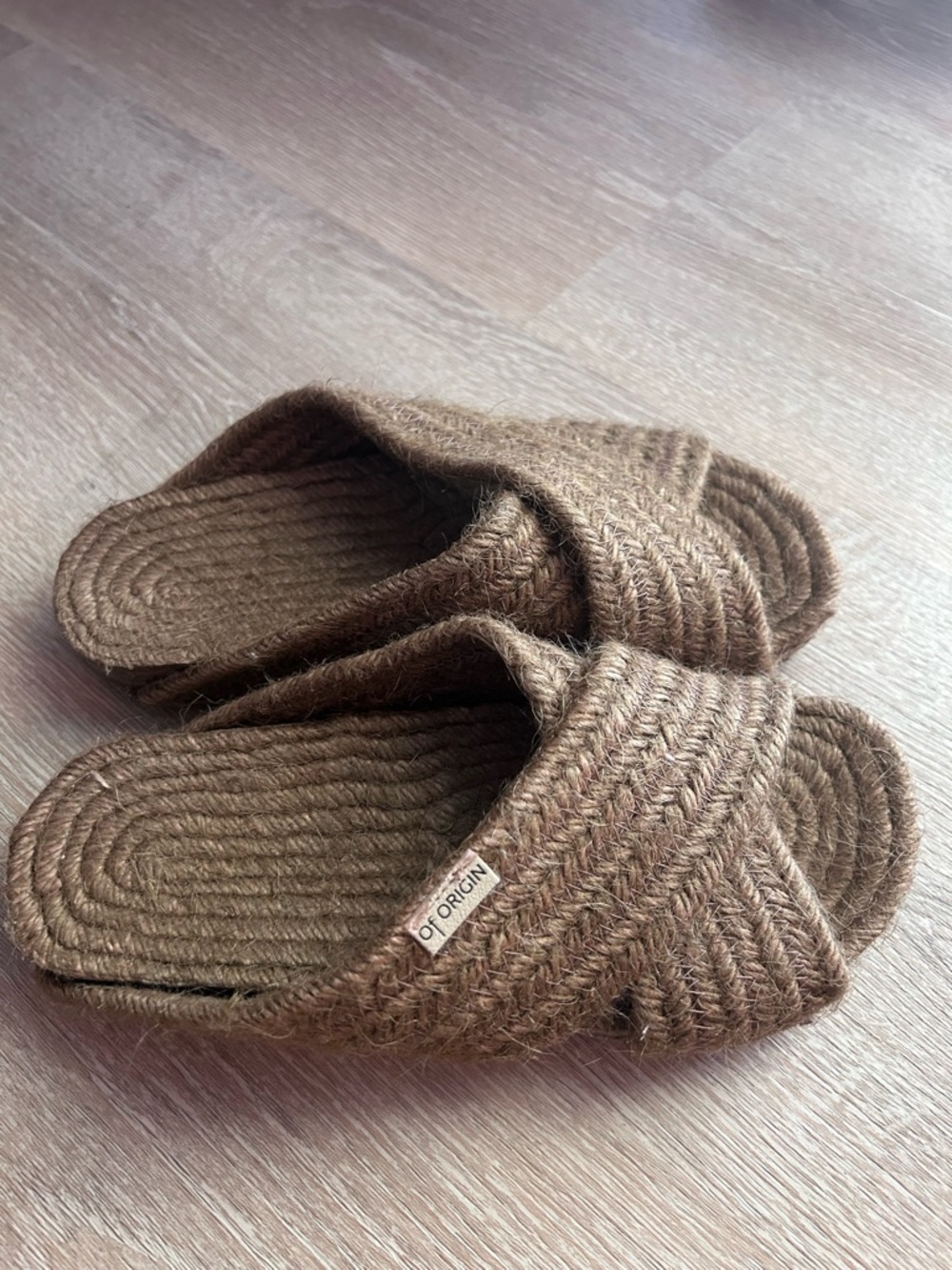 Of Origin Balears Brown Woven Jute Slide Sandals